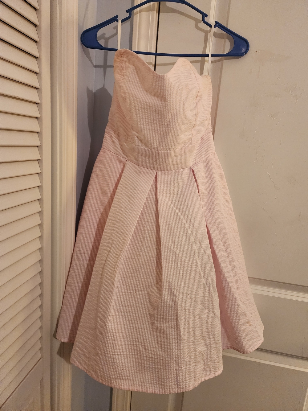 Lauren James Light Pink Strapless Seersucker Dress